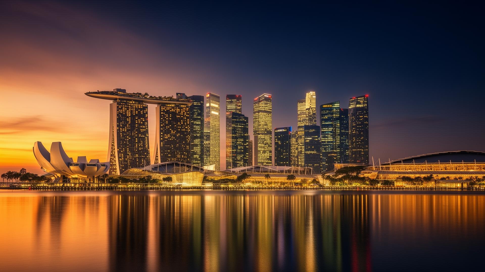 Singapore skyline at golden hour